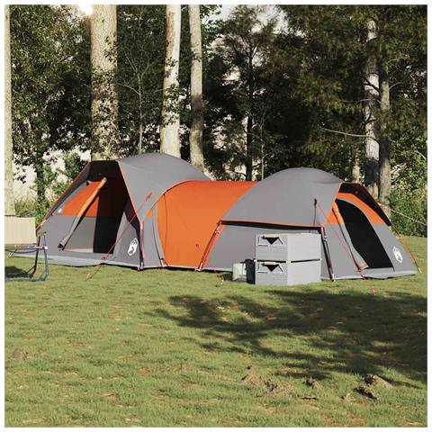Tenda da Campeggio 5 Persone Grigio e Arancione Impermeabile - Foto 1