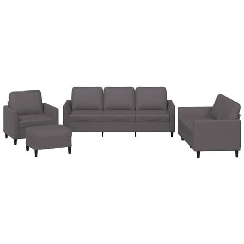 Set di Divani 4 pz con Cuscini Grigio in Similpelle - Foto 1