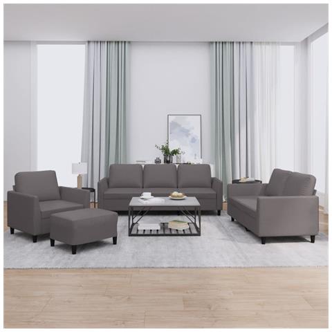 Set di Divani 4 pz con Cuscini Grigio in Similpelle - Foto 2