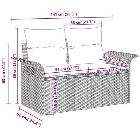 Set di Divani da Giardino 9 Pezzi con Cuscini Beige in Rattan Sintetico - Foto 9