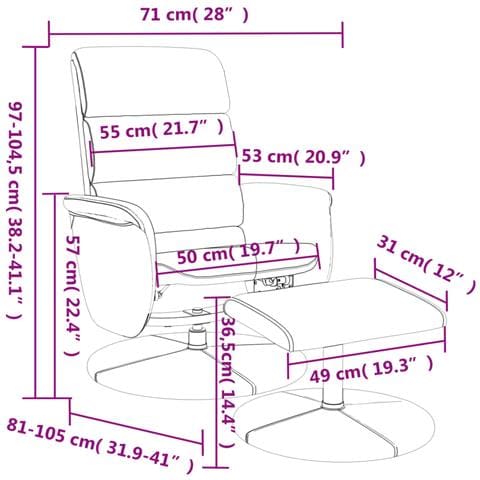 Poltrona Reclinabile con Poggiapiedi Grigia in Similpelle - Foto 9