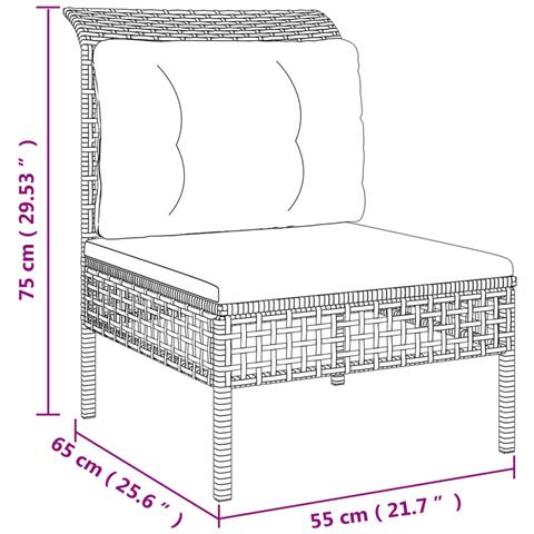 Set Divani da Giardino 5 pz con Cuscini in Polyrattan Grigio - Foto 9