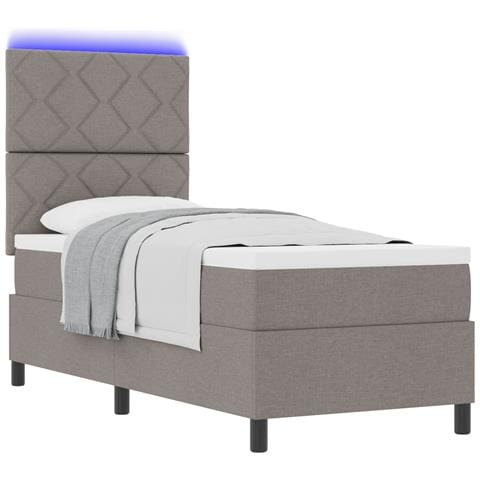 Letto a Molle con Materasso & Luce LED Taupe 80x200 cm Tessuto - Foto 1