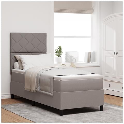 Letto a Molle con Materasso & Luce LED Taupe 80x200 cm Tessuto - Foto 2