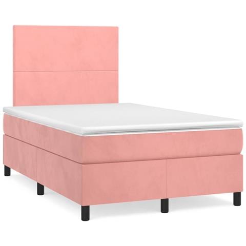 Letto a Molle con Materasso e LED Rosa 120x190 cm in Velluto - Foto 2