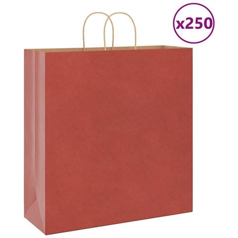 Sacchetti di Carta 250 pz con Manici Rossi 45x17x48 cm - Foto 1
