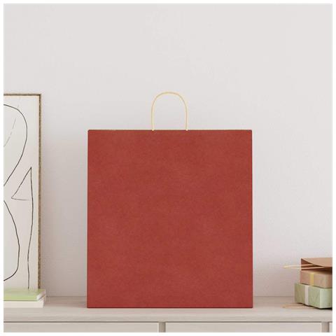 Sacchetti di Carta 250 pz con Manici Rossi 45x17x48 cm - Foto 2