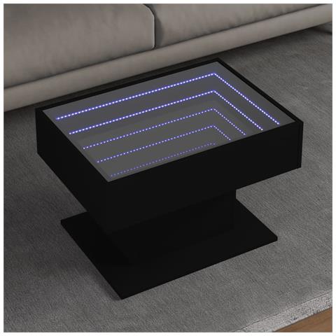 Tavolino Salotto con LED Nero 70x50x45 cm Legno Multistrato - Foto 2