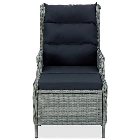 Lusso Casadino -  Sedia Da Giardino Reclinabile Con Pouf Polyrattan Grigio Chiaro - Foto 1