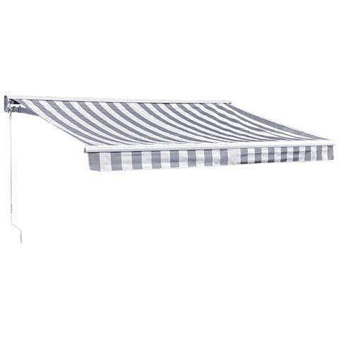 Tenda Saule 2,95 × 2,5 M Con Semicupio - Tessuto A Righe Bianco/grigio E Struttura Bianca - Foto 1