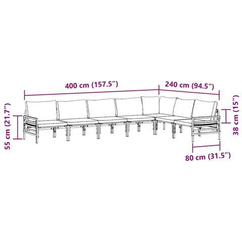Set Divano da Giardino 7 pcs Antracite Acciaio - Foto 9
