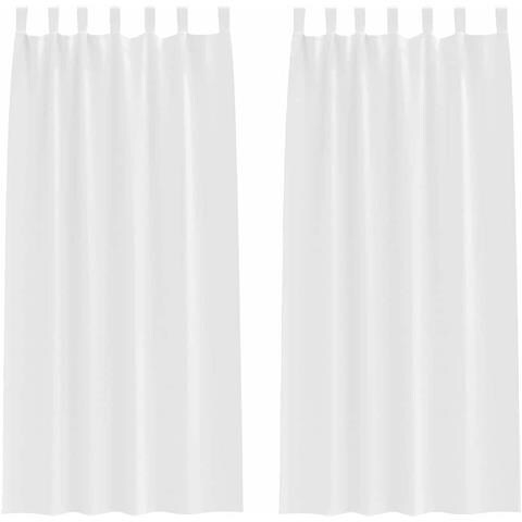 Tende con tende 2 pcs Bianco Puro Poliestere - Foto 1