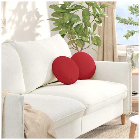 Cuscini per Seduta 2 pcs Rosso Ø30 x 13 cm Tessuto - Foto 2