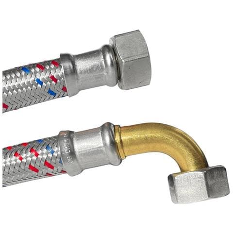 Tubo Flessibile Inox Dn13 Dvgw Per Acqua Potabile  1/2  Con Raccordo Curvo - Foto 1