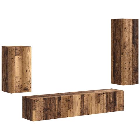 Set mobile TV 4 pcs Legno vecchio Legno multistrato - Foto 1