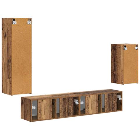 Set mobile TV 4 pcs Legno vecchio Legno multistrato - Foto 9