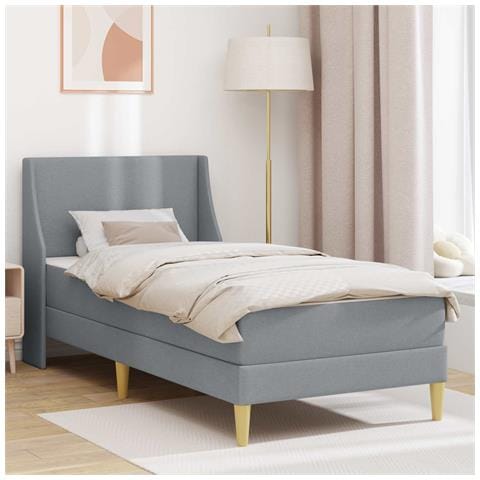 Struttura letto con materasso Grigio chiaro 90 x 200 cm Tessuto - Foto 2