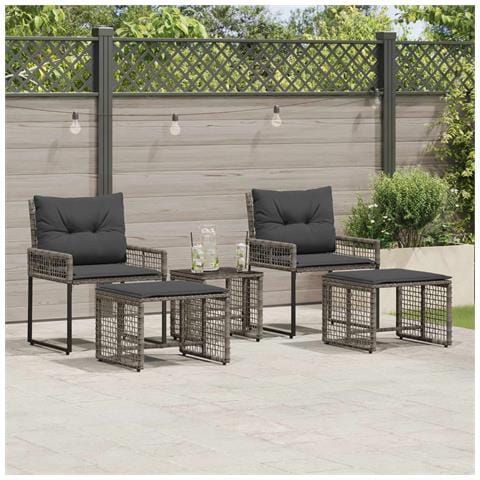 Set di Mobili da Esterno con cuscino 5 pcs Grigio - Foto 2