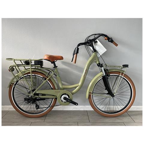 Bici Elettrica Venere Misura 26 Retro' 6v Batteria A Portapacchi 36v 14ah E-bike Motore Posteriore 250w E-ven26retro - H 43 Verde Oliva - Foto 1