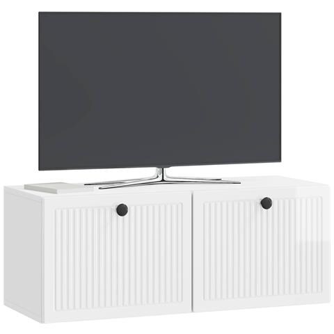 Mobile Porta TV da Muro Bianco Lucido 78,5 x 31 x 30 cm - Foto 2