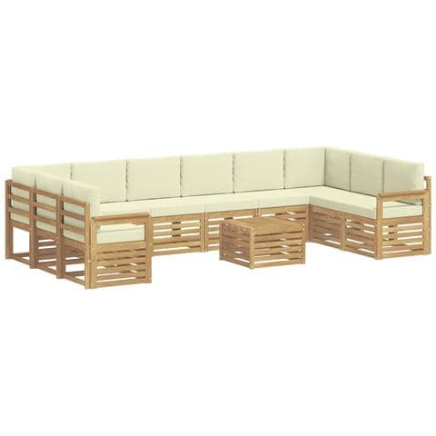 Set di divani da esterno 8 pcs Bianco e Crema 59 x 59 x 37 cm - Foto 1