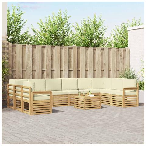 Set di divani da esterno 8 pcs Bianco e Crema 59 x 59 x 37 cm - Foto 2