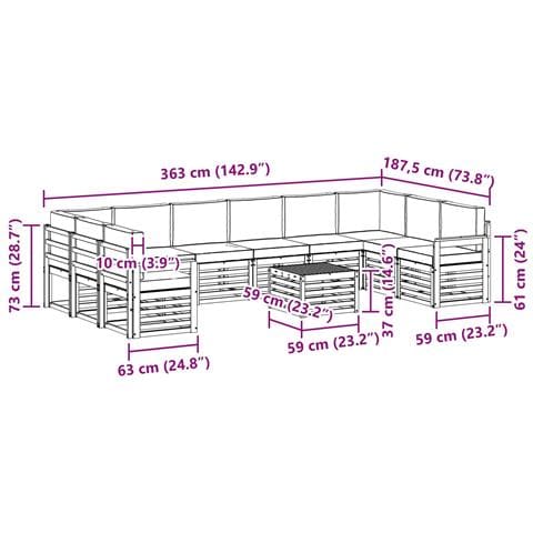 Set di divani da esterno 8 pcs Bianco e Crema 59 x 59 x 37 cm - Foto 9
