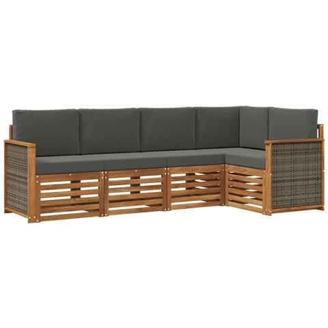 Set divano sezionale con cuscino 4 pcs Naturale e Antracite - Foto 1