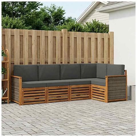 Set divano sezionale con cuscino 4 pcs Naturale e Antracite - Foto 2