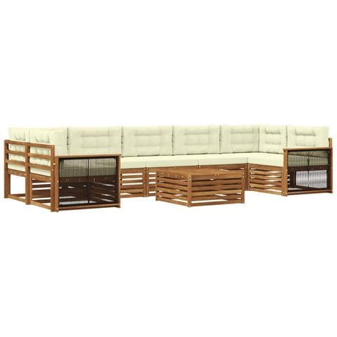 Set di divani da esterno con cuscino 8 pcs Naturale e Crema - Foto 1