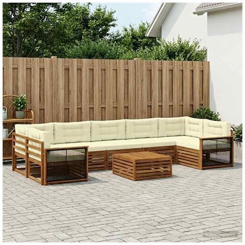 Set di divani da esterno con cuscino 8 pcs Naturale e Crema - Foto 2
