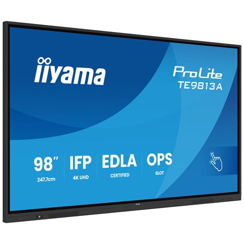 TE9813A-B2AG visualizzatore di messaggi Design chiosco 2,48 m (97.5") Wi-Fi 500 cd /m² 4K Ultra HD Nero Touch screen Processore integrato Android 24/7 - Foto 1