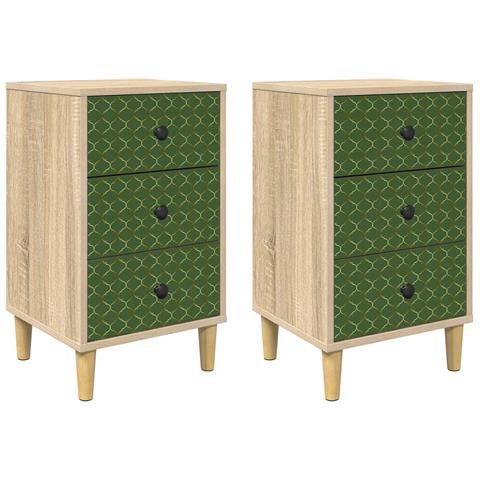 Armadio da Notte GELEEN 2 pz Rovere Sonoma 36 x 33 x 60 cm - Foto 1