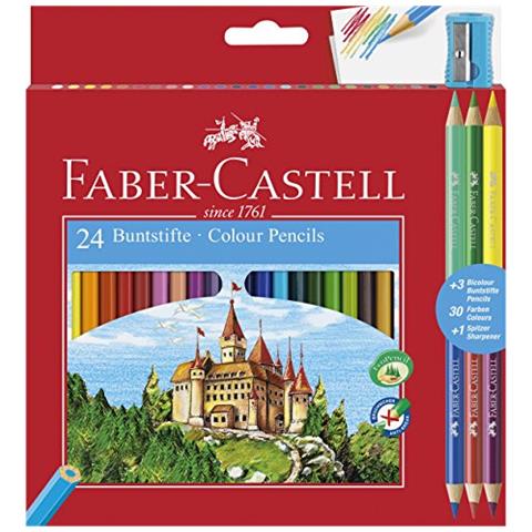 astuccio 24 pastelli colorati eco + 3 bicolor castell - Foto 1