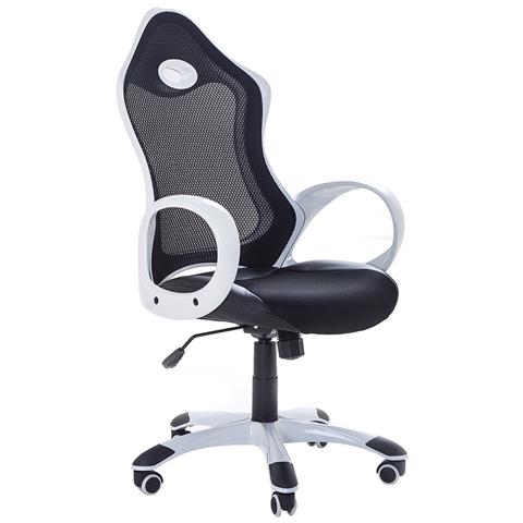 Sedia Bianca E Nera Da Gaming E Ufficio In Tessuto Traspirante Ichair - Foto 1