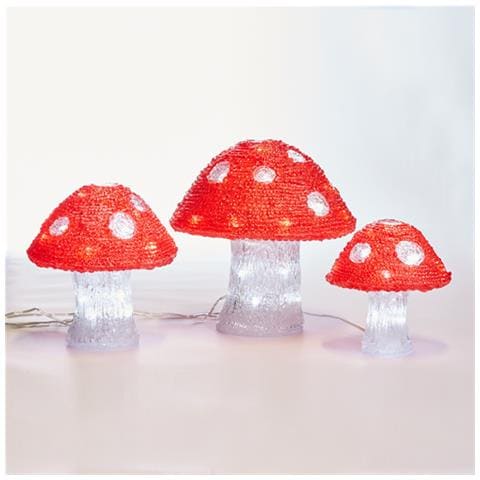 Decorazione Natalizia Luminosa A Led Formata Da 3 Funghetti In Acrilico A Led Bianco Freddo - Foto 1