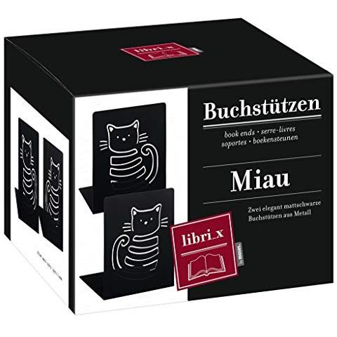 Libri x Miau - Set Di 2 Fermalibri In Metallo, Due Fermalibri Neri In Metallo, Con Gatti Splendidamente Ritagliati - Foto 2