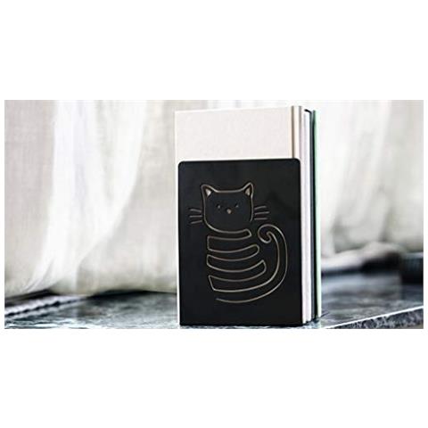 Libri x Miau - Set Di 2 Fermalibri In Metallo, Due Fermalibri Neri In Metallo, Con Gatti Splendidamente Ritagliati - Foto 3