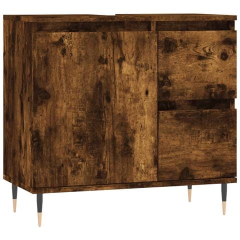 Armadietto Bagno Rovere Fumo 65x33x60 Cm In Legno Multistrato - Foto 1