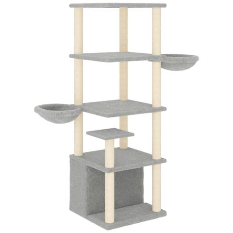 Albero Per Gatti Con Tiragraffi In Sisal Grigio Chiaro 147 Cm - Foto 1