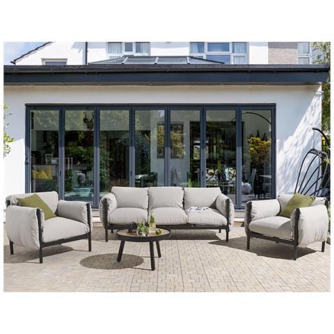 Set Da Giardino Divano 3 Posti E 2 Poltrone Metallo Grigio Esperia - Foto 1