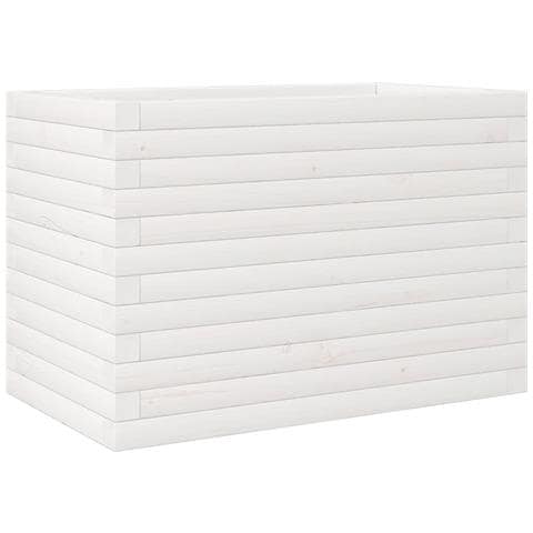 Fioriera Da Giardino Bianca 70x40x45,5cm Legno Massello Di Pino - Foto 2