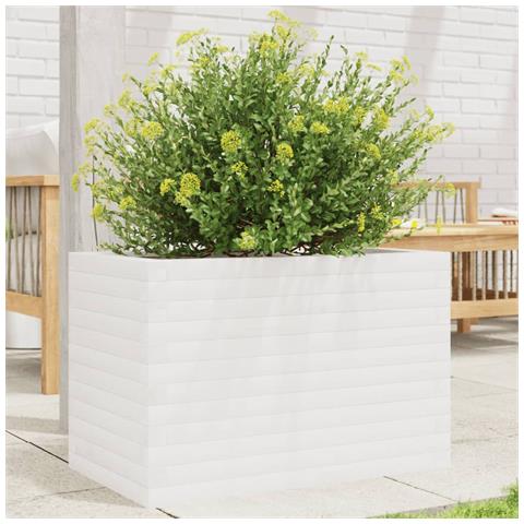 Fioriera Da Giardino Bianca 70x40x45,5cm Legno Massello Di Pino - Foto 1