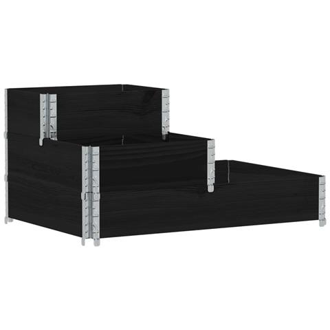 Fioriera Rialzata a 3 Livelli Nera 120x80 cm Legno di Pino - Foto 2