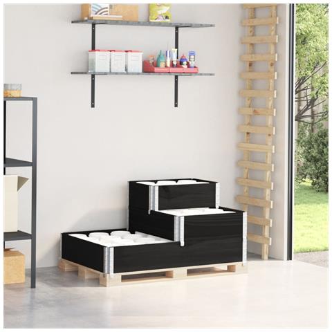 Fioriera Rialzata a 3 Livelli Nera 120x80 cm Legno di Pino - Foto 1