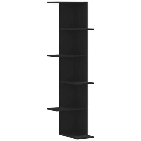 Scaffale Angolare Muro Nero 36,5x36,5x140 Cm Legno Multistrato - Foto 2