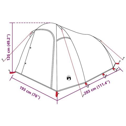 Tenda Da Campeggio A Tunnel Per 3 Persone Grigio E Arancione - Foto 2
