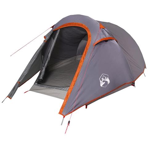Tenda Da Campeggio A Tunnel Per 3 Persone Grigio E Arancione - Foto 1