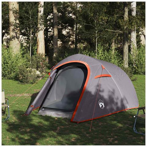 Tenda Da Campeggio A Tunnel Per 3 Persone Grigio E Arancione - Foto 10