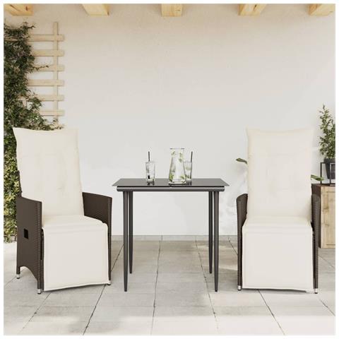 Sedie Reclinabili Giardino 2pz Con Cuscini Marrone Polyrattan - Foto 2